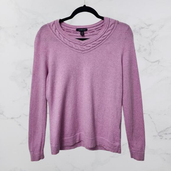Lands' End Women's Lavender V-Neck Sweater Organic Cotton Blend Small - Picture 1 of 5